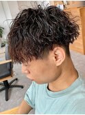 ツイストスパイラルパーマ刈り上げツーブロックメンズパーマ