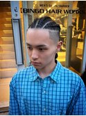 1631ブラックヘアバリカンアートフェードブレイズマンバン