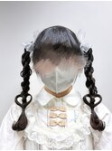 四つ編みツインテール