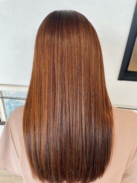 カルム ノエル(CALME noel) オレンジカラー×艶ロング