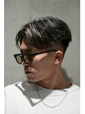 MEN'S/センターパート×ハイライト/フェード/2ブロック