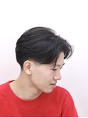 センターパートテーパーフェード