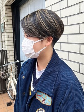 シスタ(SISTA) 【SiSTA】田中ハイライトツーブロック刈り上げハンサムショート