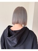 ハイトーンボブ/ケアブリーチ/切りっぱなし/ホワイトグレージュ