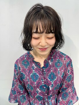 ヴェイン 渋谷(vain) フワッとコテ巻き風パーマ　ゆる巻きボブパーマ