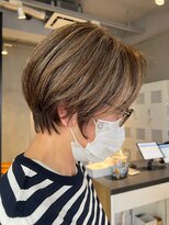 エリマ 調布(elima) 調布白髪ぼかしレイヤーボブベージュアッシュグレージュカラー