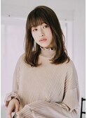 誰からも好印象な内巻きセミロング♪　アッシュ系カラー♪