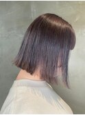 切りっぱなしボブ×ラベンダーグレージュ