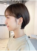 ナチュラルショート_斜めバンググレージュカラー_ba440181