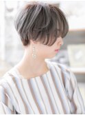 外国人風グレイアッシュくせ毛風ミニボブh2越谷10代20代30代