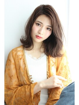 ルー(Luu) 韓国風エレガントカールミディアム♪ショコラベージュ