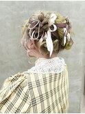 成人式ヘア卒業式ヘア着物ヘアヘアセットリボンアレンジ
