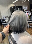 #ブルーシルバー#ハイトーン#ブリーチ#裾カラー#10代#20代#高知
