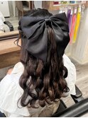 *.高め編み込みハーフアップ.*