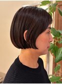 ★黒髪ボブ/ストレートボブ/縮毛矯正/黒髪風カラー/艶髪30代40代