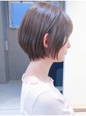 Say.ショートボブホワイトグレージュミニウルフぱっつん前髪青山