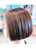 丸み小顔ショートボブ似合わせカット×艶髪ココアグレージュ