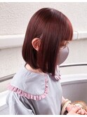 strawberryピンク×ミディアムボブ
