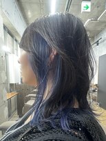 ユーアールキャッスル(UR CASTLE)&nbsp;インナー　カラー　ブリーチ　ブルー　ネイビー