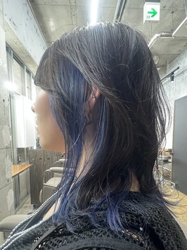 ユーアールキャッスル(UR CASTLE) インナー　カラー　ブリーチ　ブルー　ネイビー