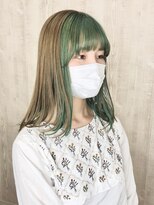 ラッズプラスエイチ(Lads+h)&nbsp;インナーカラー　フェイスフレーミング　グリーン