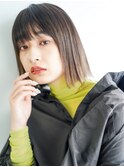 切りっぱなし２０代３０代４０代小顔外ハネボブアッシュ/立川