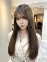 前髪あり韓国美髪エアリーロングピンクブラウン切りっぱなしボブ