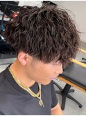 波巻きパーマメンズパーマメンズヘアツーブロックツイストパーマ