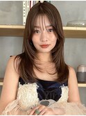 レイヤーカット地毛風カラー顔まわりレイヤー