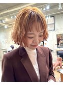 ブリーチ無しブリーチなしダブルカラーオレンジカラー