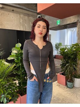 キャラハーフ 池袋東口店(KYARA HALF) ボルドーカラー×レイヤーパーマ