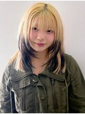 裾カラー フェイスフレーミング レイヤーカット ベージュ