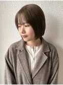 切りっぱなしボブ×ミルクティーベージュ　ブリーチなし