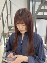 ヘアー アイス 御器所本店(HAIR ICI) ブリーチなしカラーチェリーレッド夏カラー顔周りカット赤カラー