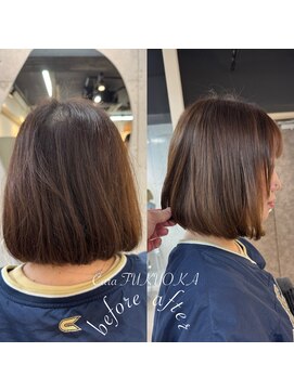 マロンベージュ&レイヤーカット《福岡髪質改善カラー》