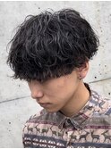 渋谷波巻きパーマメンズカットシャドウパーマラウンドマッシュ