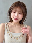 Say.切りっぱなしボブ外ハネボブ顔周りカットウォームベージュ