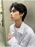 センターパート曲がる縮毛矯正フェザーパーマ銀座一丁目