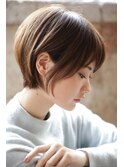 大人可愛い20代30代40代黒髪前下がりショートボブ丸みショート◎