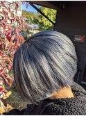 大人かわいい切りっぱなしショートボブ×アッシュベージュ