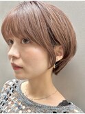 耳かけ色気ショート/ニュアンスカラー/丸みショートボブ/抜け感