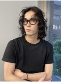 メンズウルフレイヤーカットアンニュイウルフパーマ