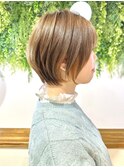 大人ショートボブ丸みショートカットマッシュショート前髪あり