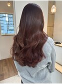 桑名ロングレイヤーカットロングヘアピンクブラウンカラー韓国