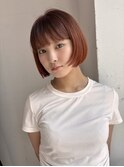 顔周りレイヤー/ミニボブ/オレンジブラウン