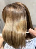 丸型◎髪質改善カラーで作るアッシュベージュ[稲毛駅/白髪染め]