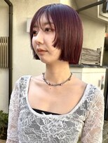 ナループロアオハナ(Nalu pu loa ohana) ボブヘアパーマ落としストレートパーマ赤カラーストレートボブ