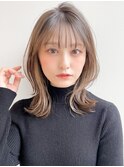 ワンカール外ハネボブシースルーバング艶感ワンホンレイヤー