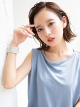 オーバーヘアー 尼崎店(over hair) 【over hair】 ベージュ×切りっぱなしボブ