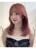 【木坂桃歌】ハイトーン ブリーチカラー ピンクベージュ